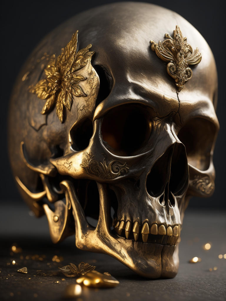 Embrace the beauty of the macabre with skulls made from precious materials! Create striking images of intricate skull sculptures crafted from gold, silver, and other valuable materials.