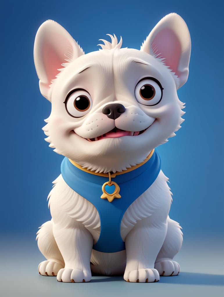 A French bulldog in the style of a Disney character