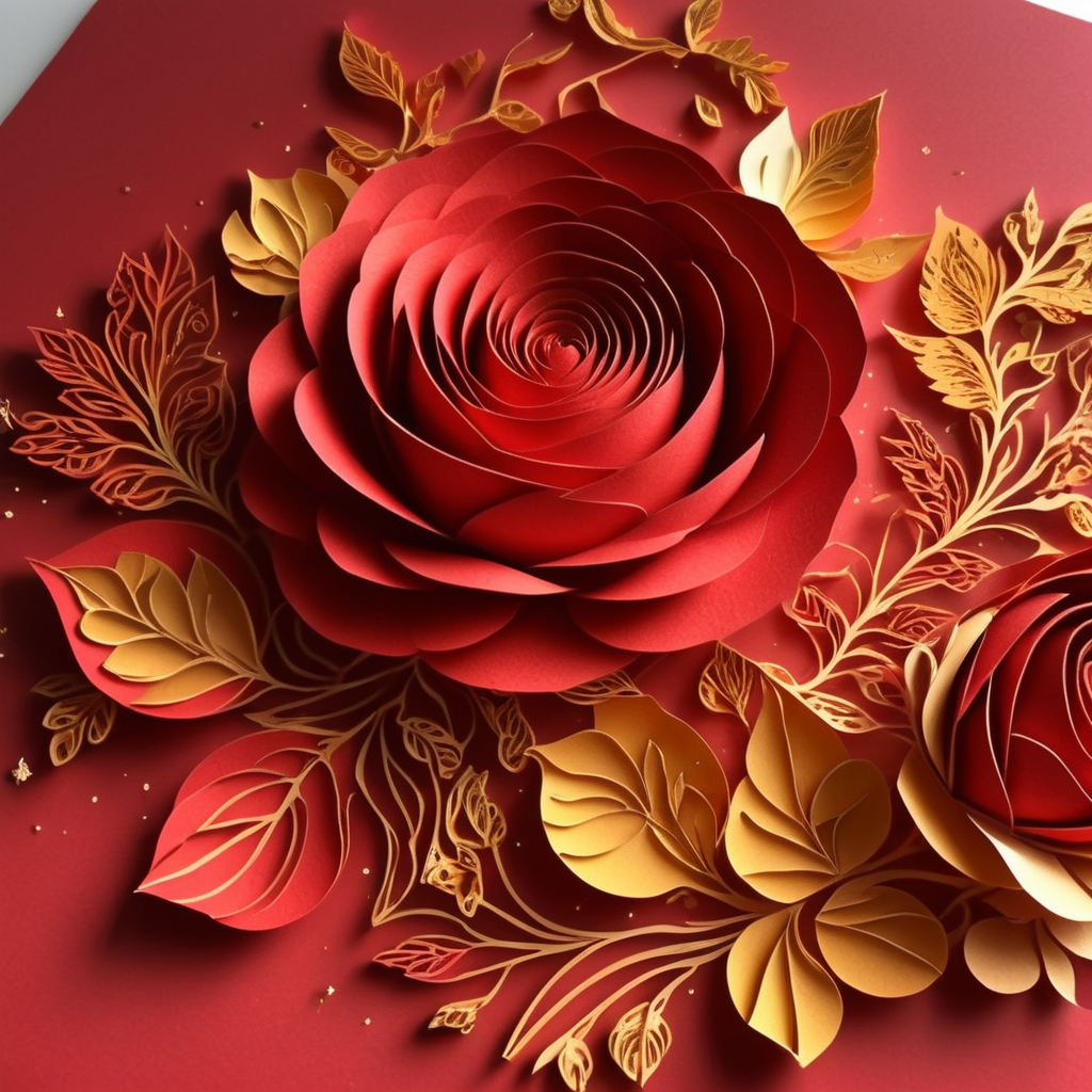 Golden glitter roses centered in white background image