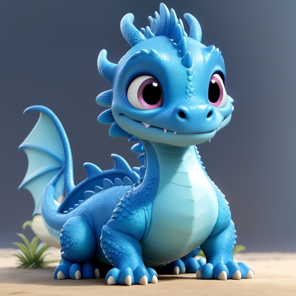 cute baby blue dragon