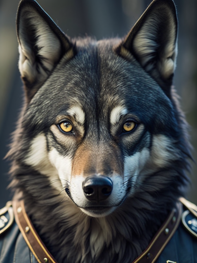 Wolf look like a human stylized as a police officer