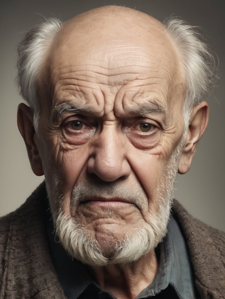 face of an old man with drooping mouth on left side