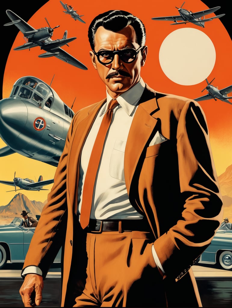 This artwork of a man by George Wilson is an eye-catching poster-style drawing and illustration representing the iconic pulp style.