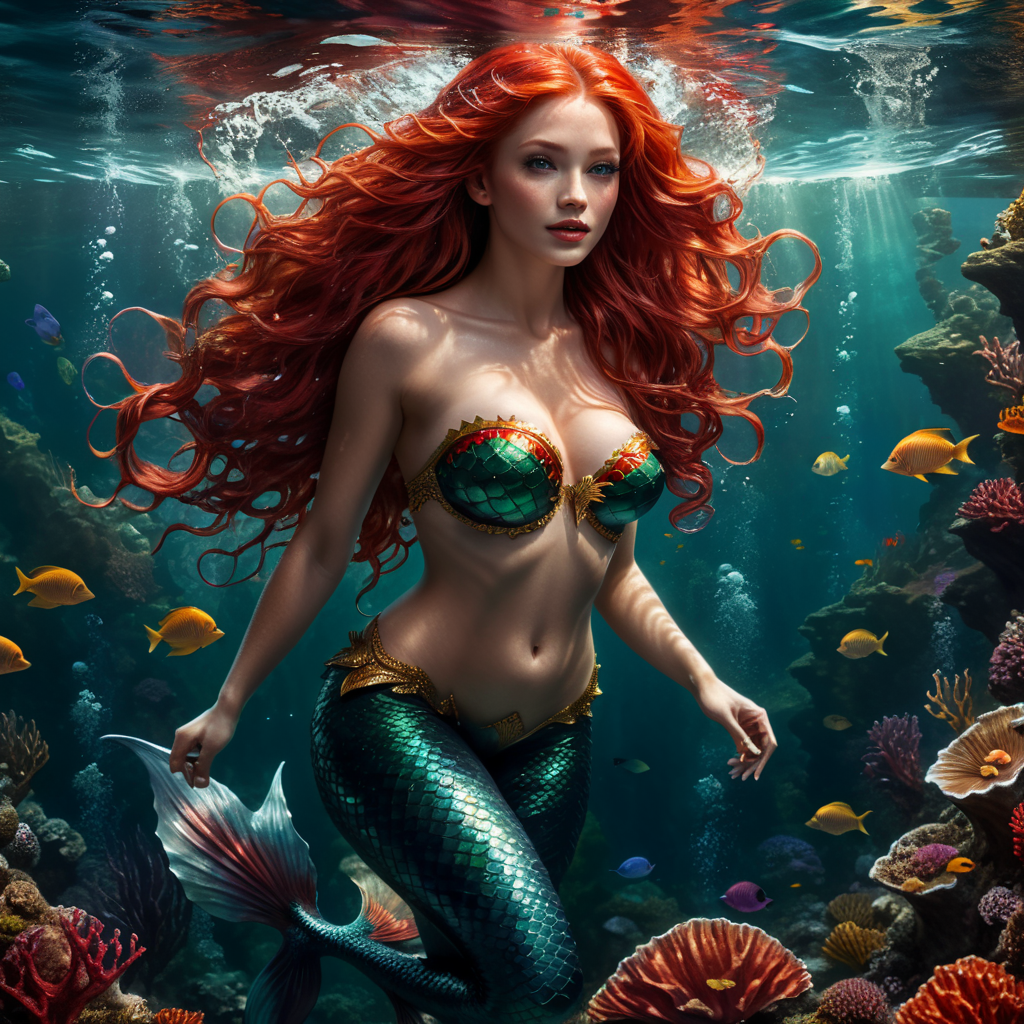 Mermaid in the deep sea, Red-hair