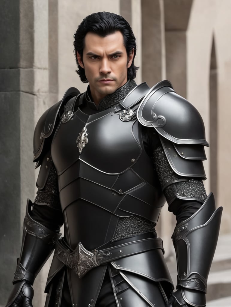 Un homme, cheveux noirs, mi longs. Le regard sournois, malicieux. Une armure noire légère