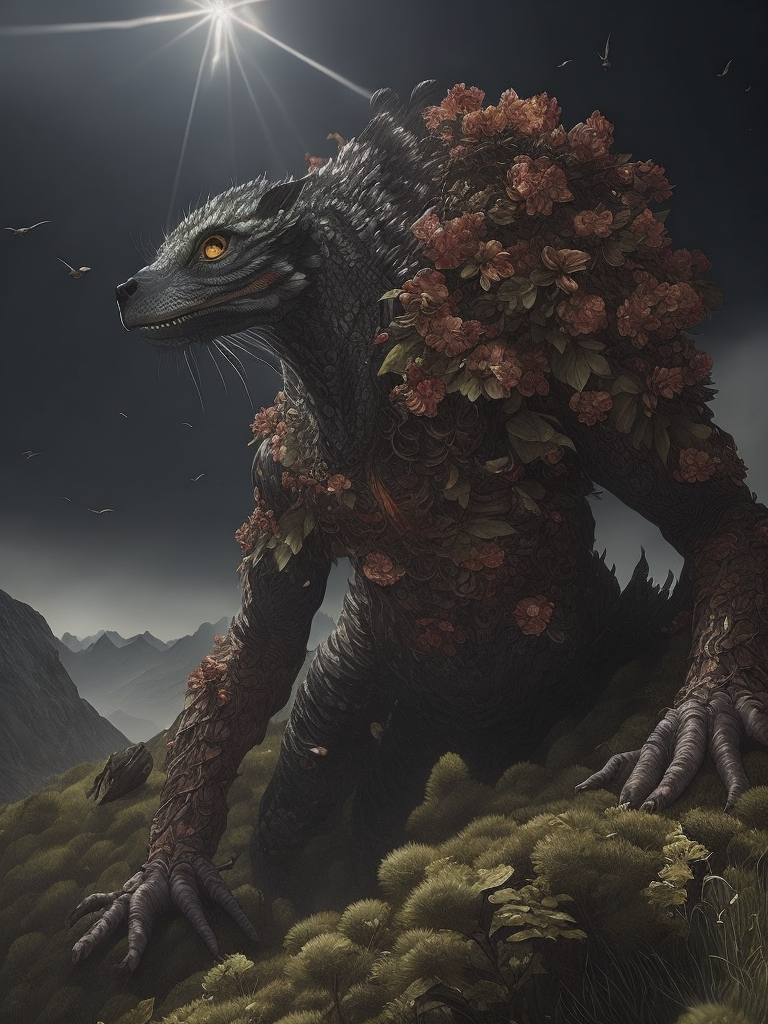 human nearly completely rotten crawling up a mountain to reach the last flower on earth by ernst haeckel