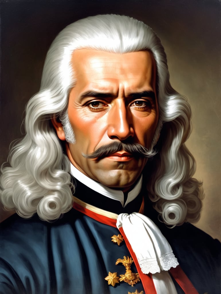 Francisco de Miranda prócer de la independencia de Venezuela, con su cabello largo y de color blanco