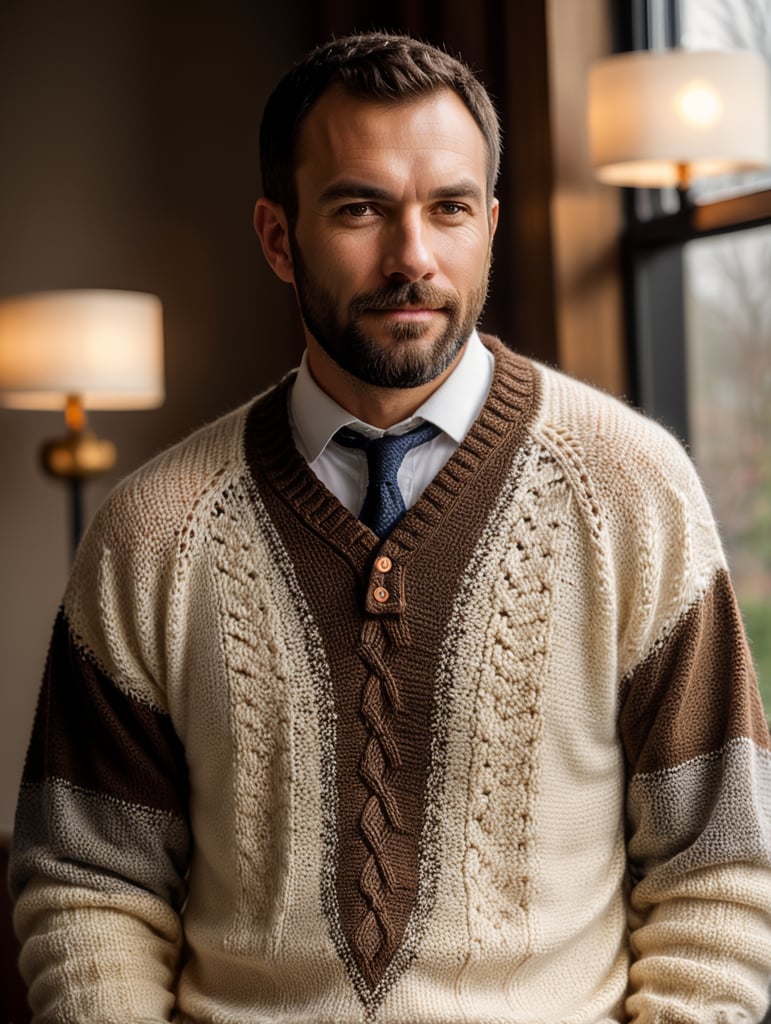 hirsute crocheted sweaters for sheeple, portrait