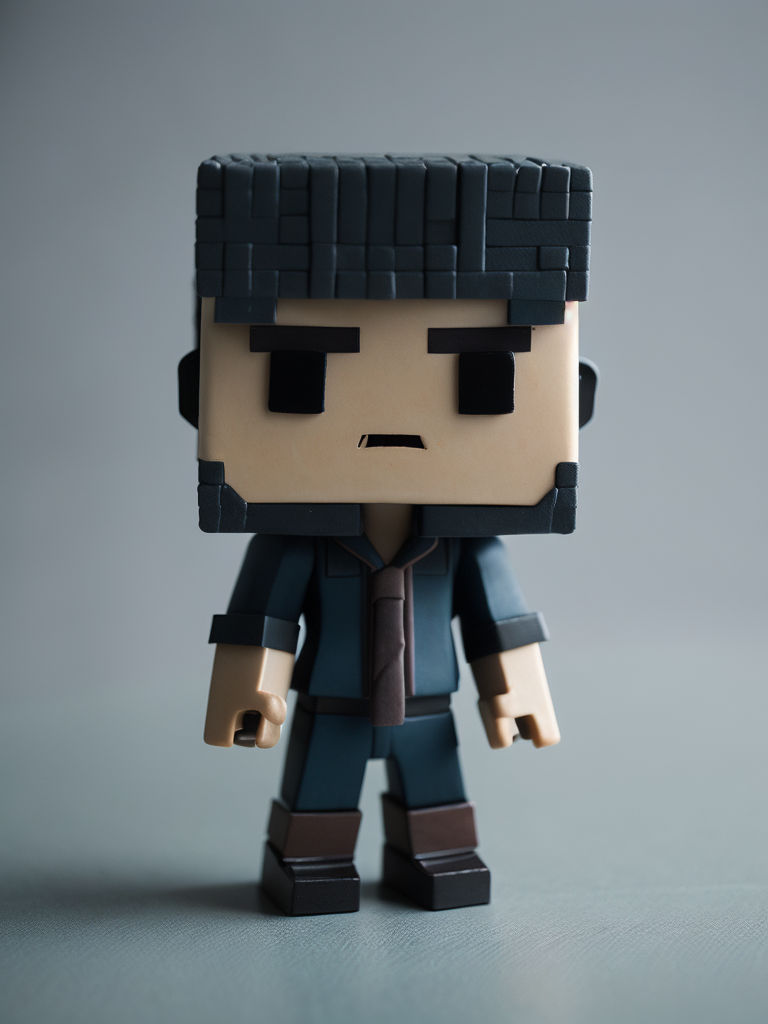 portrait of a Minecraft funko pop plastic toy