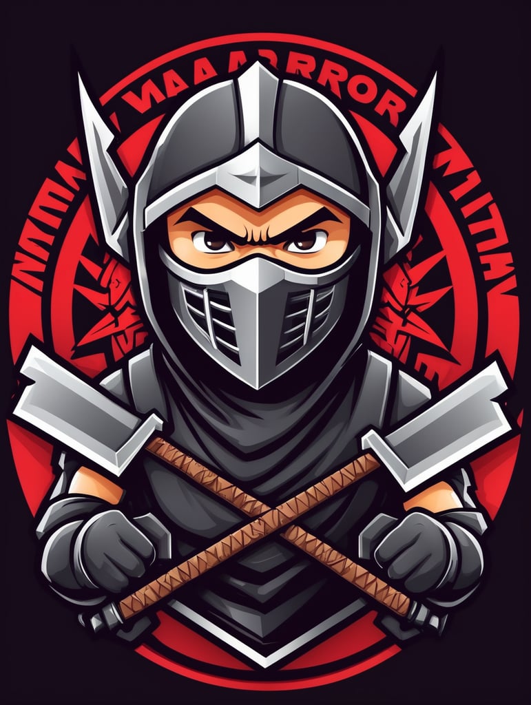 Ninja warrior mascot logo, black background, e-gaming, Gaming Logo, illustration, vector image