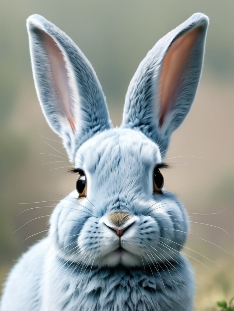 Light blue rabbit, floppy ears, antenna