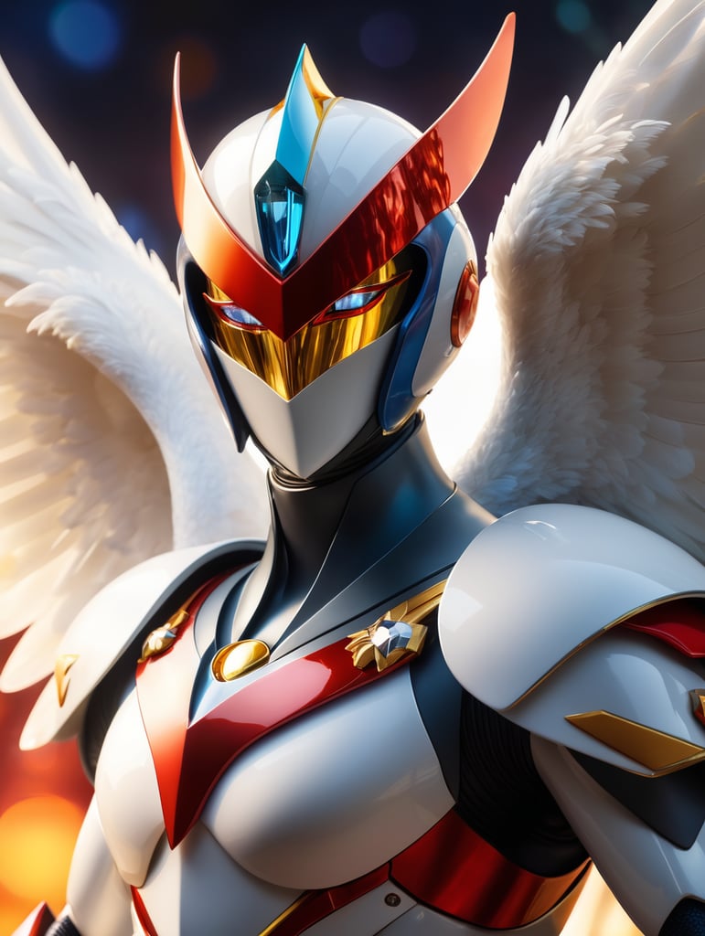 Jun The Swan Gatchaman G Force, intricately detailed, color depth, dramatic, side light, colorful background intricate details, beautifully shot, sharp focus, 64 megapixels, perfect composition, high contrast, cinematic, atmospheric, moody, sunshine rays, bokeh
