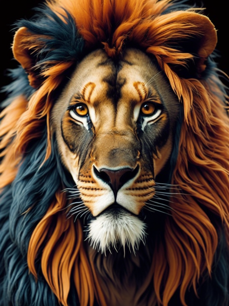 eye catching art, unique colors of a lion