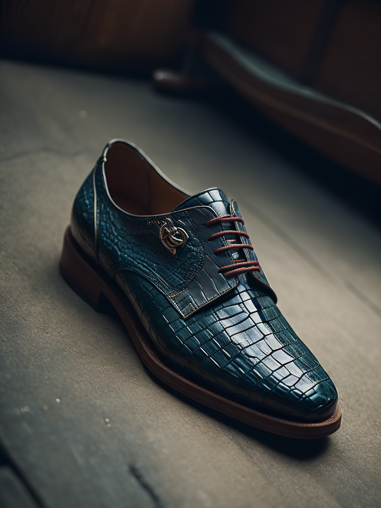 Super realistic gucci mexican gator skin shoe 3d octane render