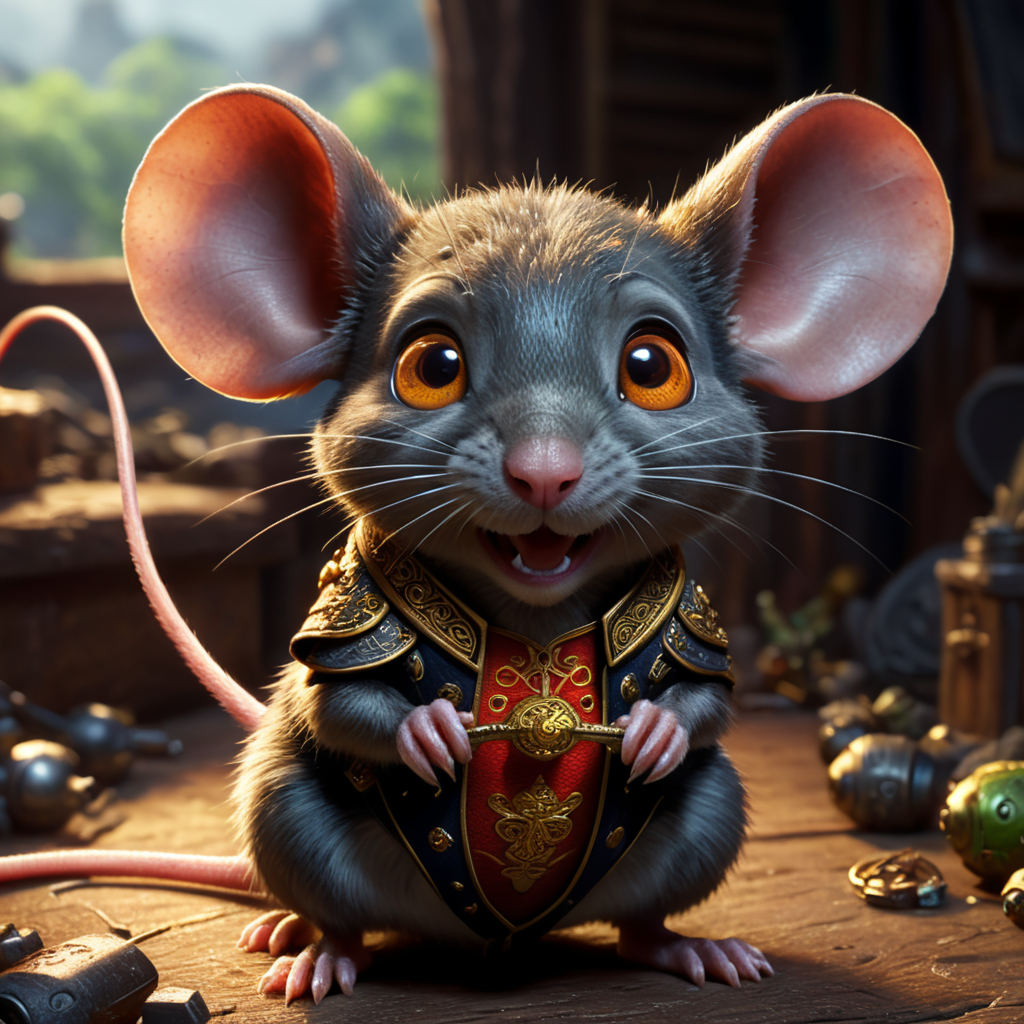 Disney Pixar style animation of a mouse of Asian descent and the title of the animation is ´´O DESTRUDOR DE CELULAR´´