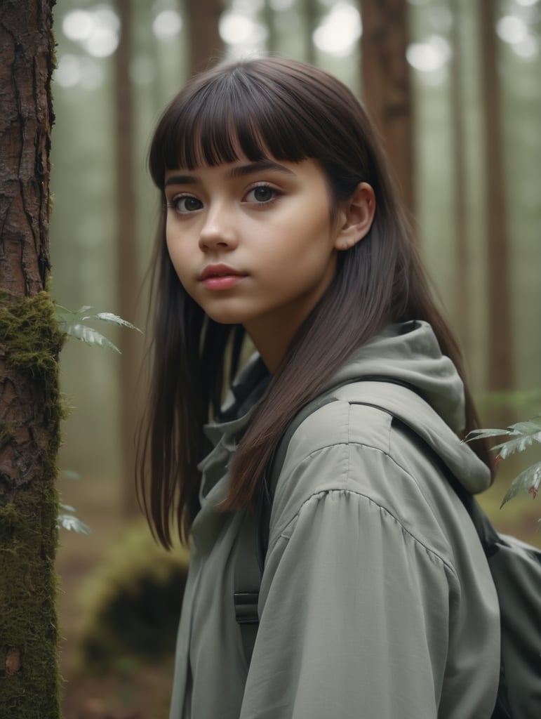 cute Girl in a forest, 4k