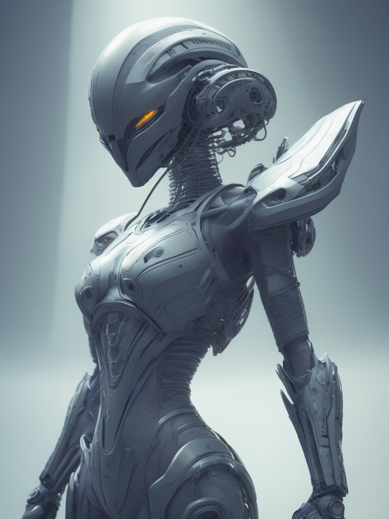 Alien biomechanic, full body cinematic style digital art render with mechanical and futuristic details