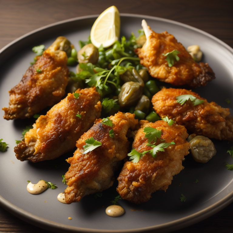 Marketing photo of delicious Chicken Fried Oysters on a plate, for use on a restaurant's website.