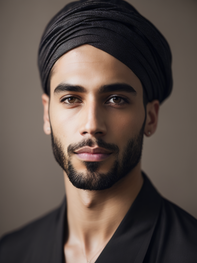 a man in a black dress and a turban
