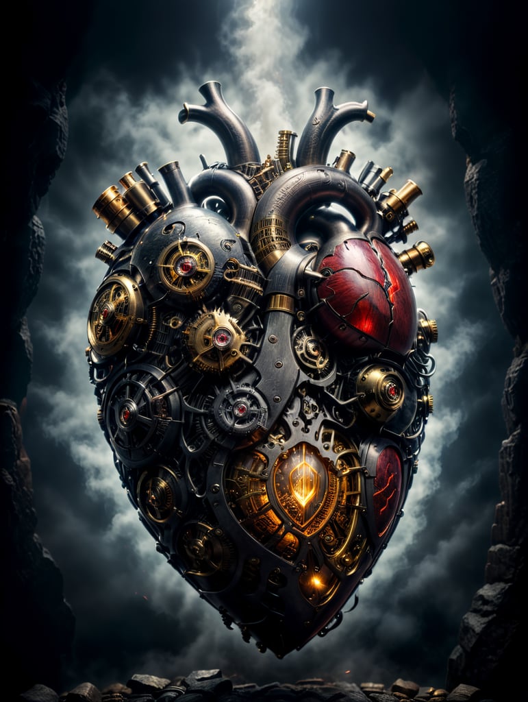 human heart made by a skilled craftsman in medieval steampunk style