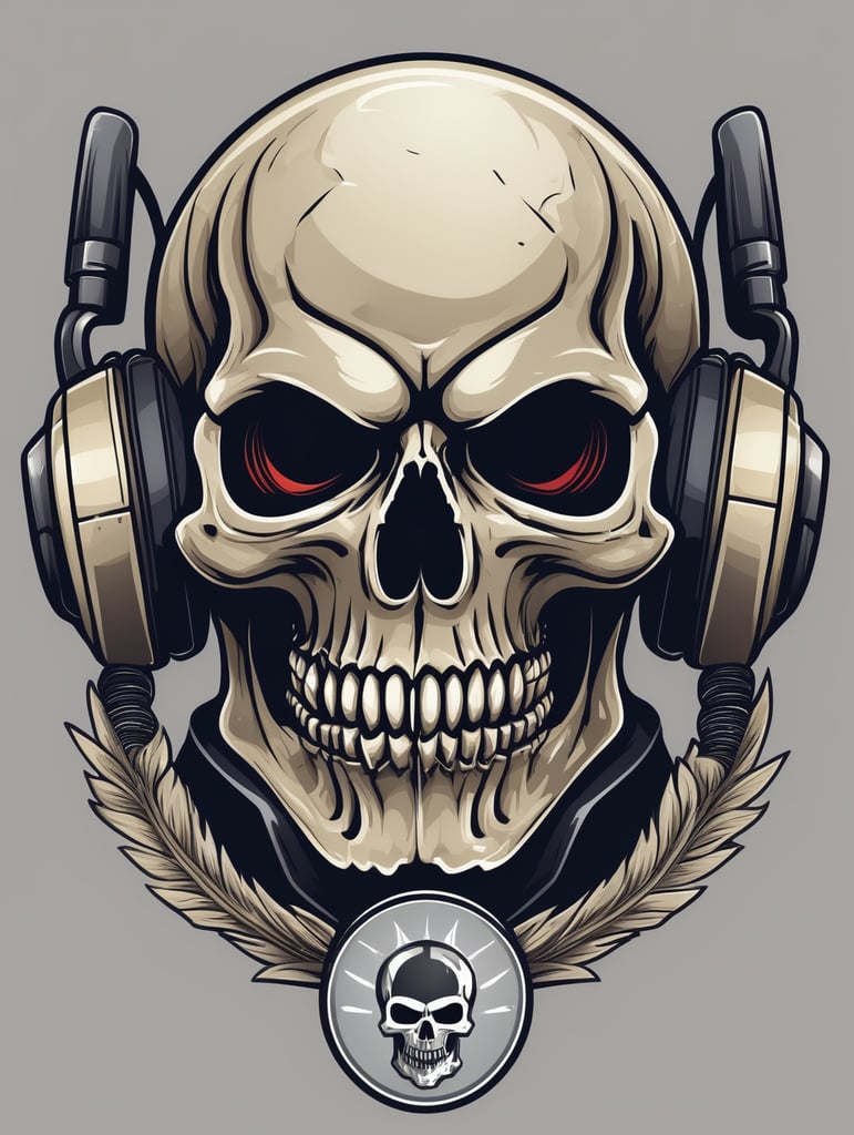 Skull detailed esports gaming logo, vector image