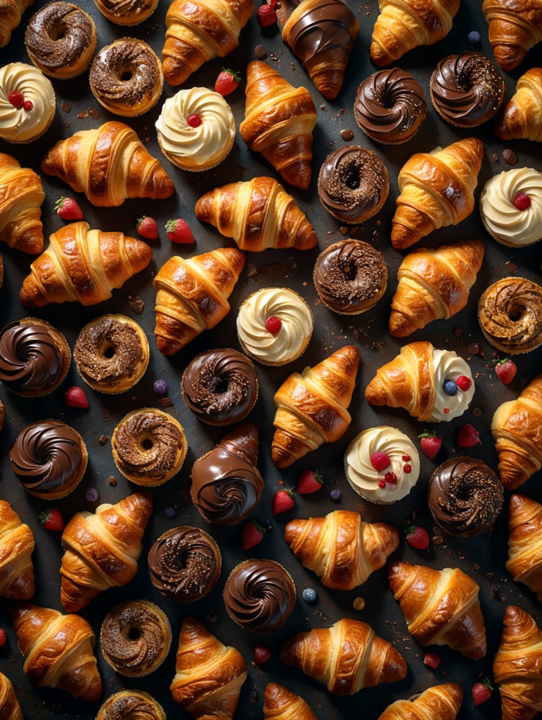 texture made of croissants, sweets, parties, cakes, italian style