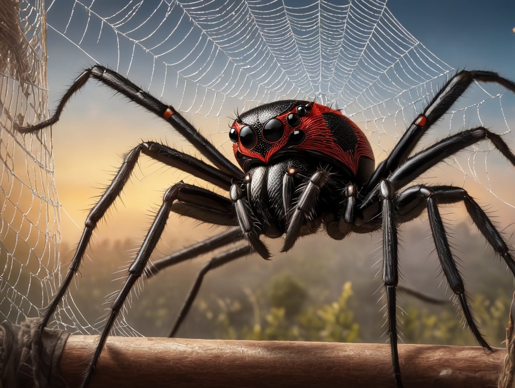 a sheriff spider on it's web