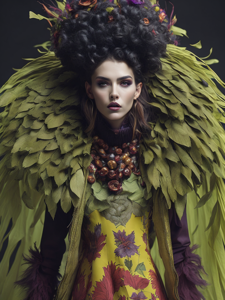 surreal fashion for monsters in alternate realities, showing off bold textures and colors, dynamic