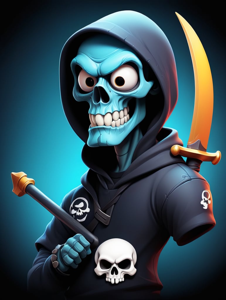 Skull Reaper mascot logo design esport illustration, vector image