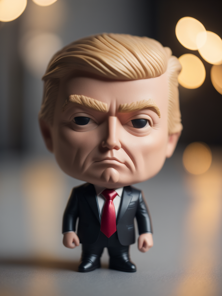 Intricate portrait of 3d render of funko pop of Donald Trump, whole wide shot