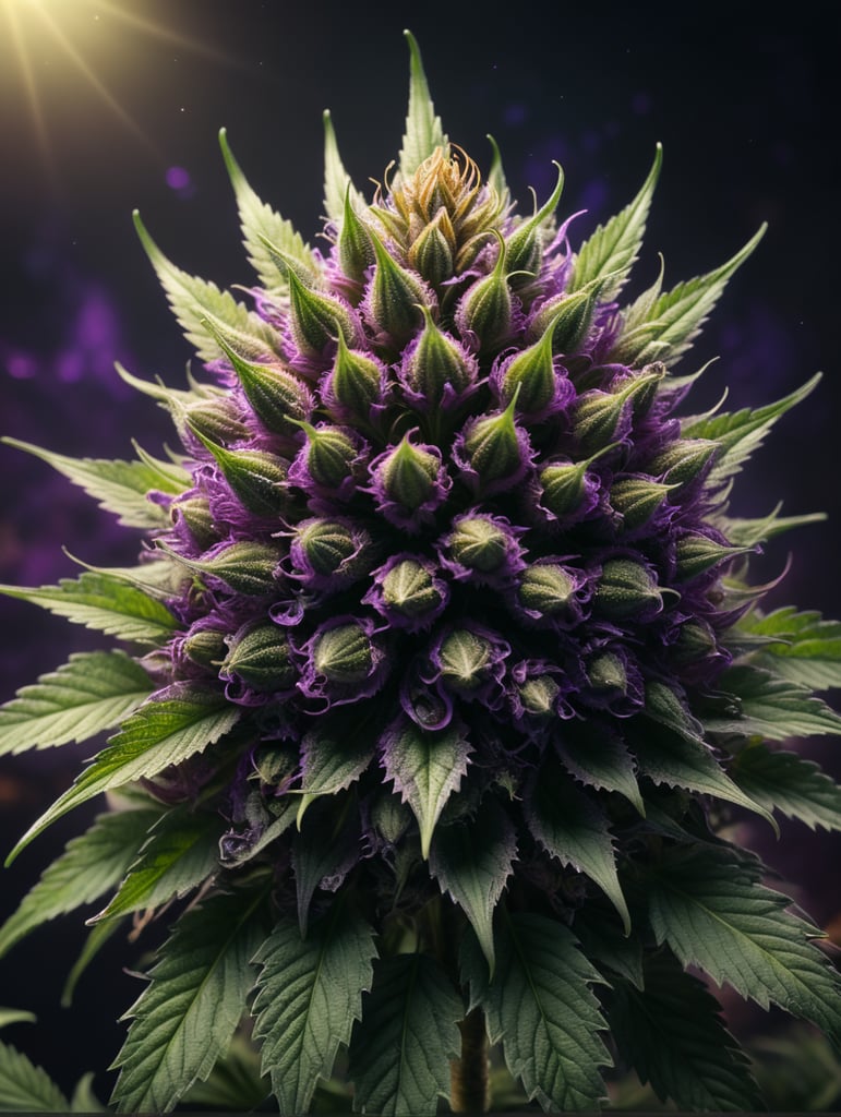 Highly detailed and beautiful cannabis flower purple