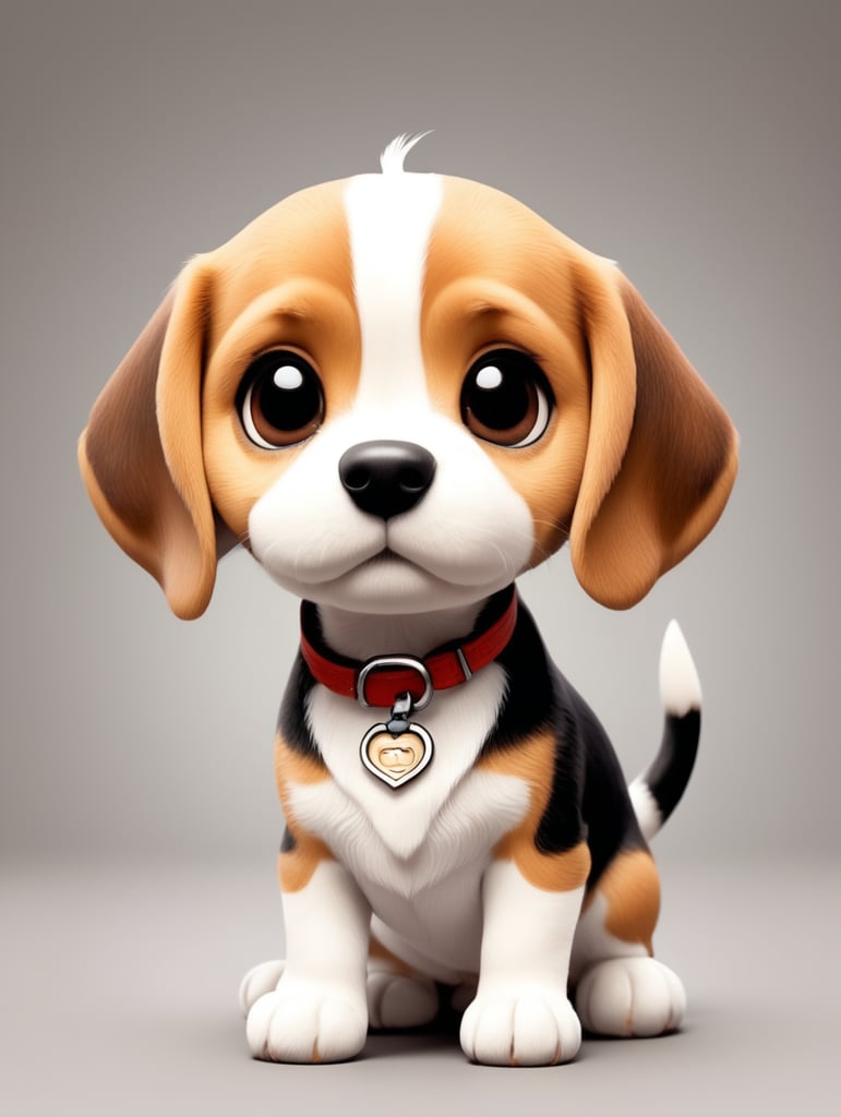 cute, beagle, full view, chibi style, disney style, cartoon style, pixar style, with background