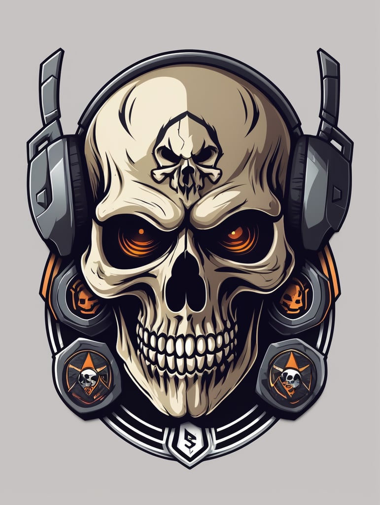 Skull detailed esports gaming logo, vector image