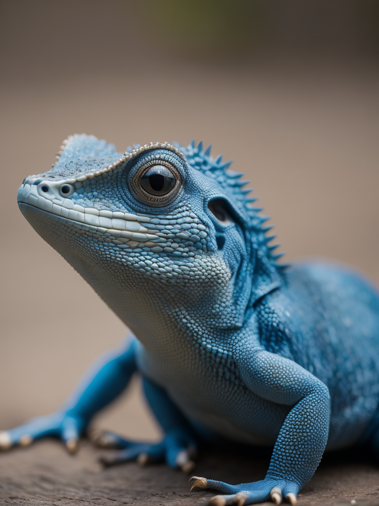 Blue feathered lizard, Vibrant colors, Depth of field, Incredibly high detail, Blurred background