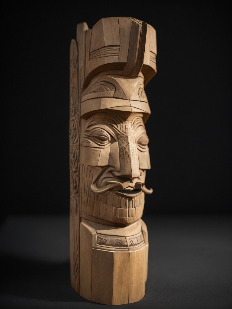 Totem Pole, deep carved, First Nation, North America native people culture