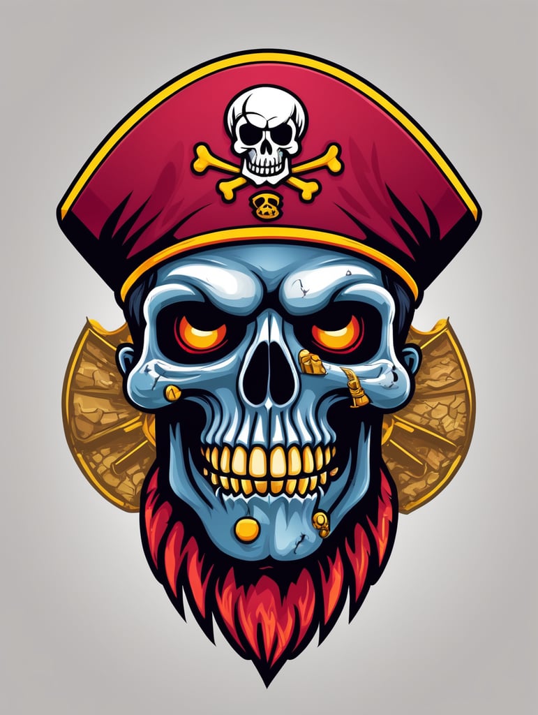 Zombie skull captain pirate mascot logo, e-gaming, bright colors, Gaming Logo, vector image