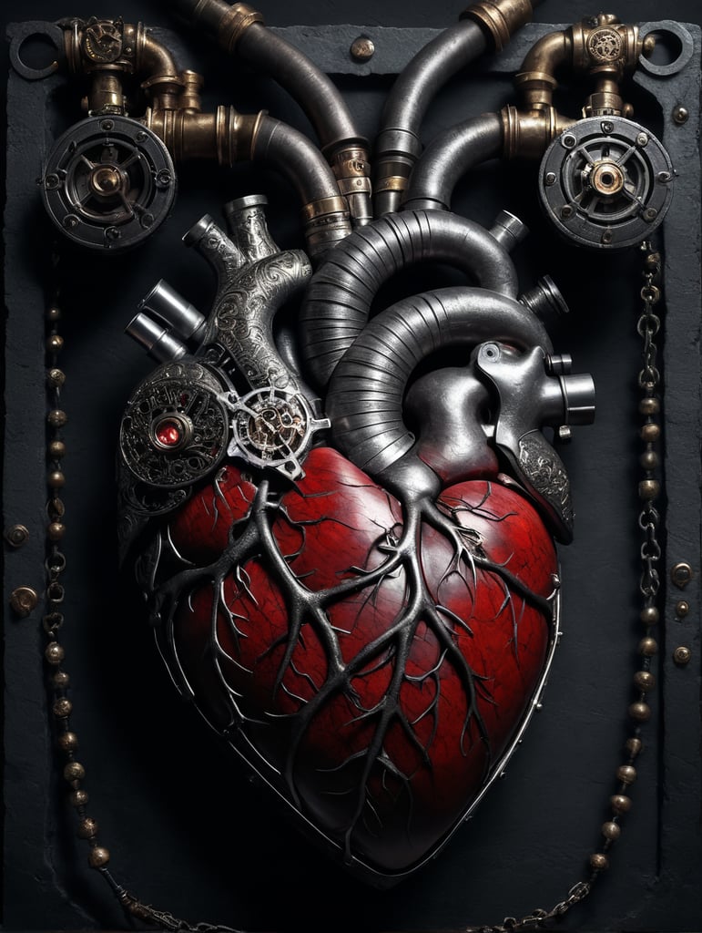 human heart made by a skilled craftsman in medieval steampunk style