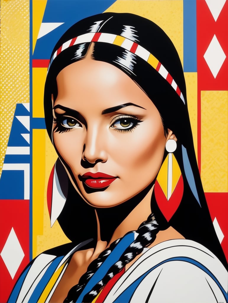 Pocahontas, Painting, Pop-Art, USA, style of Roy Lichtenstein
