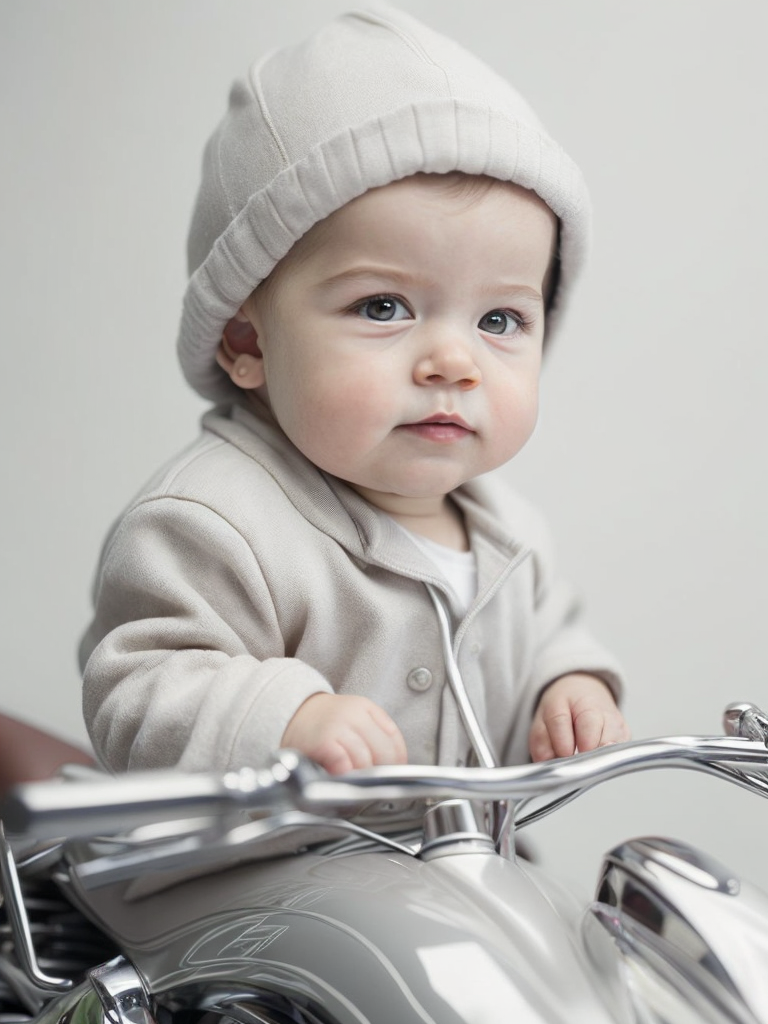 Little baby on a motorbike