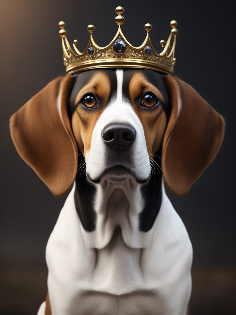 beagle with a crown