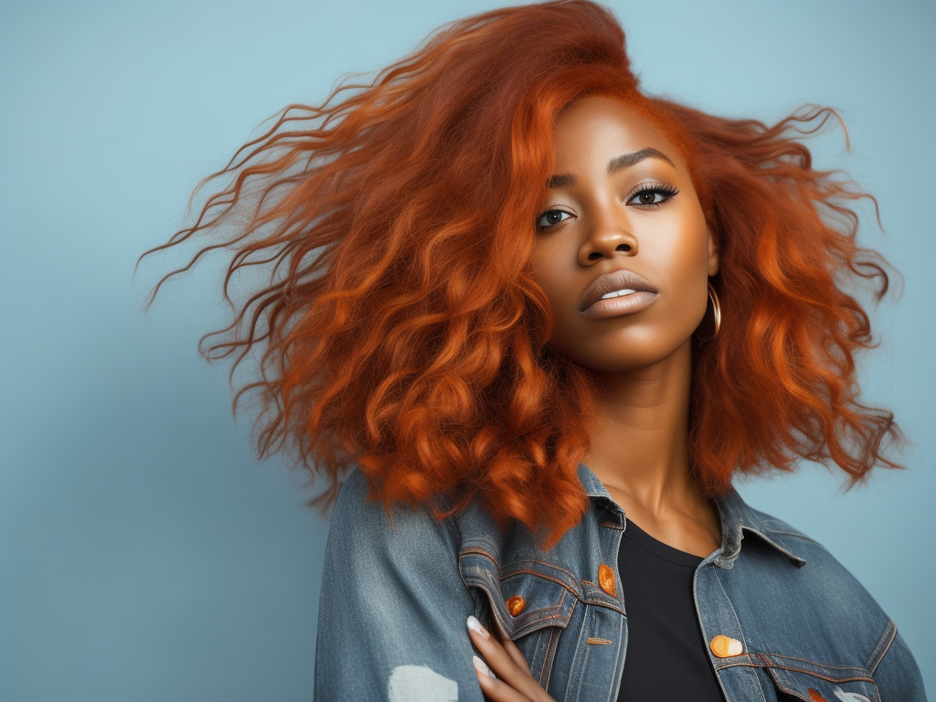 black girl with ginger hair, freckles on the face, professional photo, sharp on details