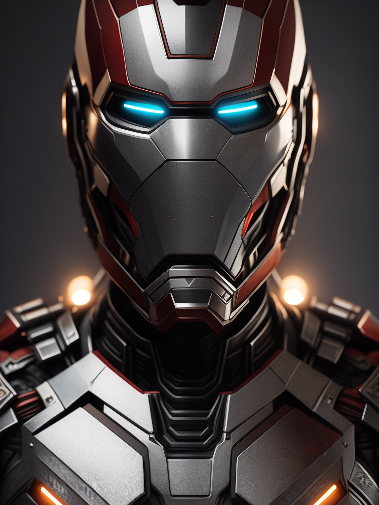 Crea un Immagine super dettagliata in 8k di Tom Cruise dentro all'armatura di Iron Man