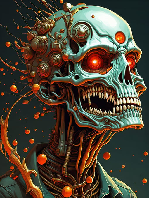 The anatomy of a zoombie head made of junk food, an ultrafine detailed painting by james jean, octopath traveler, behance contest winner, vanitas, angular, altermodern, surreal