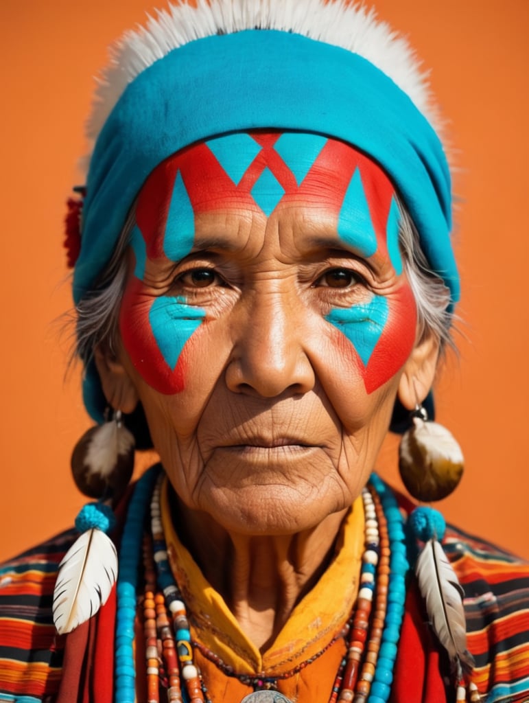 native american old woman in national dress