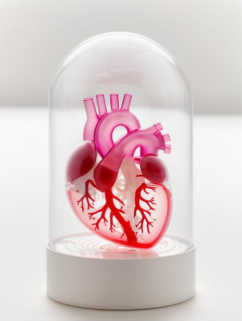product shot of a heart inside a plastic capsule