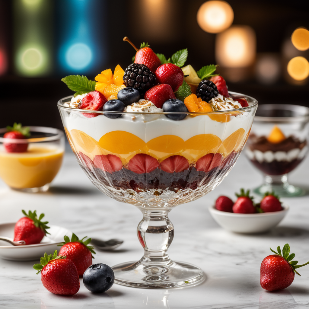 Side view of a sundae glass bowl full of food.