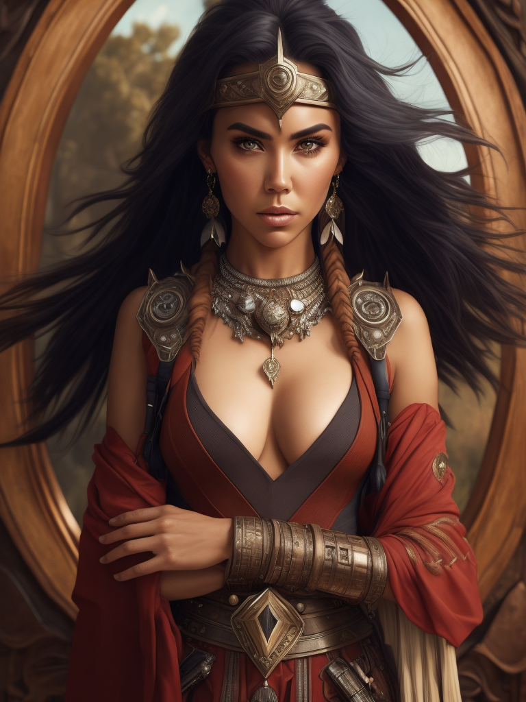 mdjrny-v4 style portrait photograph of Madison Beer as Pocahontas, young beautiful native american woman, perfect symmetrical face, feather jewelry, traditional handmade dress, armed female hunter warrior, (((wild west))) environment, Utah landscape, ultra realistic, concept art, elegant, ((intricate)), ((highly detailed)), depth of field, ((professionally color graded)), 8k, art by artgerm and greg rutkowski and alphonse mucha