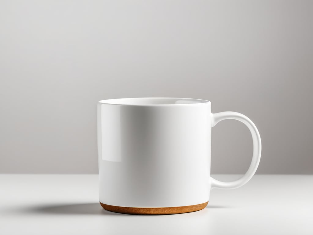 White strait ceramic mug, white background, isolated, mock up, mockup