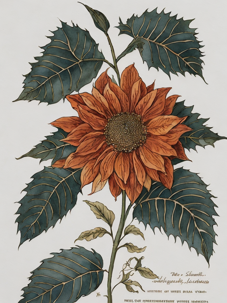 Ashoka Tree Flower, Leaves, Pod, and Seed ,Northern Renaissance,watercolor , gouache, papercraft, fading border,by Martin Schongauer and Maria Sibylla Merian