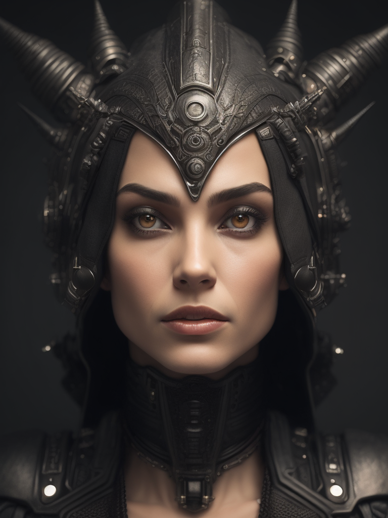 A witch with robotic implants on face and body very intricate sharp focus, dark art, dramatic lighting, style image hr giger, darkness ratio, fire background, fairytale and high fantasy, pretty face, mystical, mythical, magic, fantasy, perfect hands, perfect eyes, esoteric, mystical, cg, best quality masterpiece, dslr with a 200mm lens, greg rutkowski, 45 degrees, --s100, ultra realism, realistic photograph, hyperdetailed, very sharp, sharp focus, realistic details, professional, directed by ridley scott